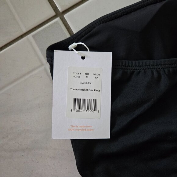 NWT Andie Nantucket One Shoulder One Piece Swimsuit Black M - Picture 4 of 5